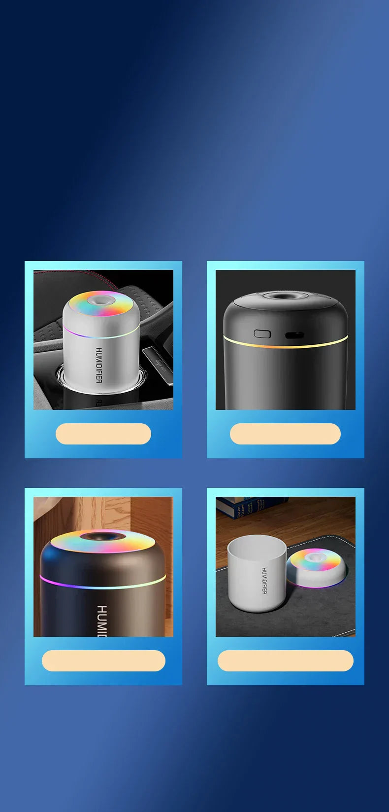 Mini Umidificatore con Aromaterapia - Alimentato da USB - Perfetto per Auto e Camera da Letto