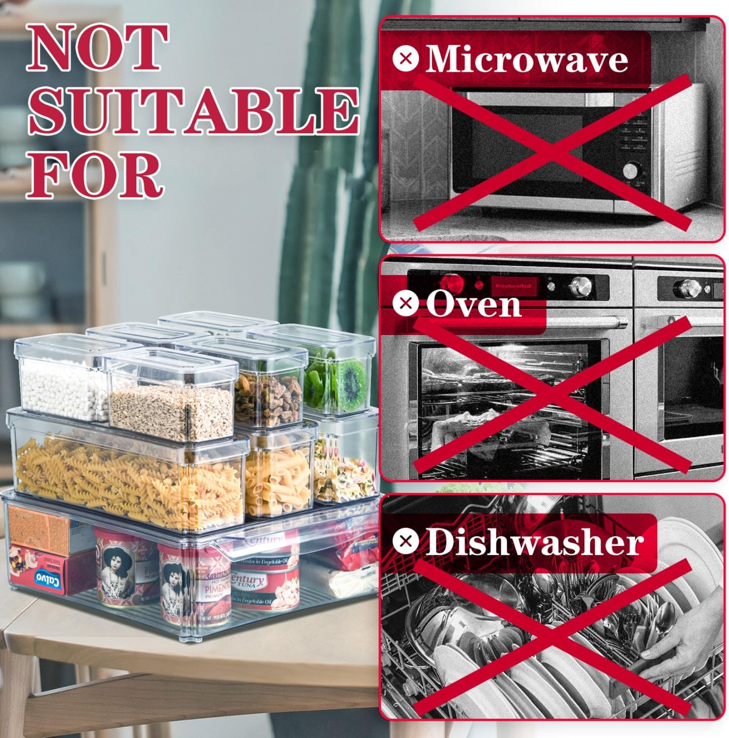 Set di Organizzatori Impilabili per Frigorifero con 10 Contenitori - FridgeMaster