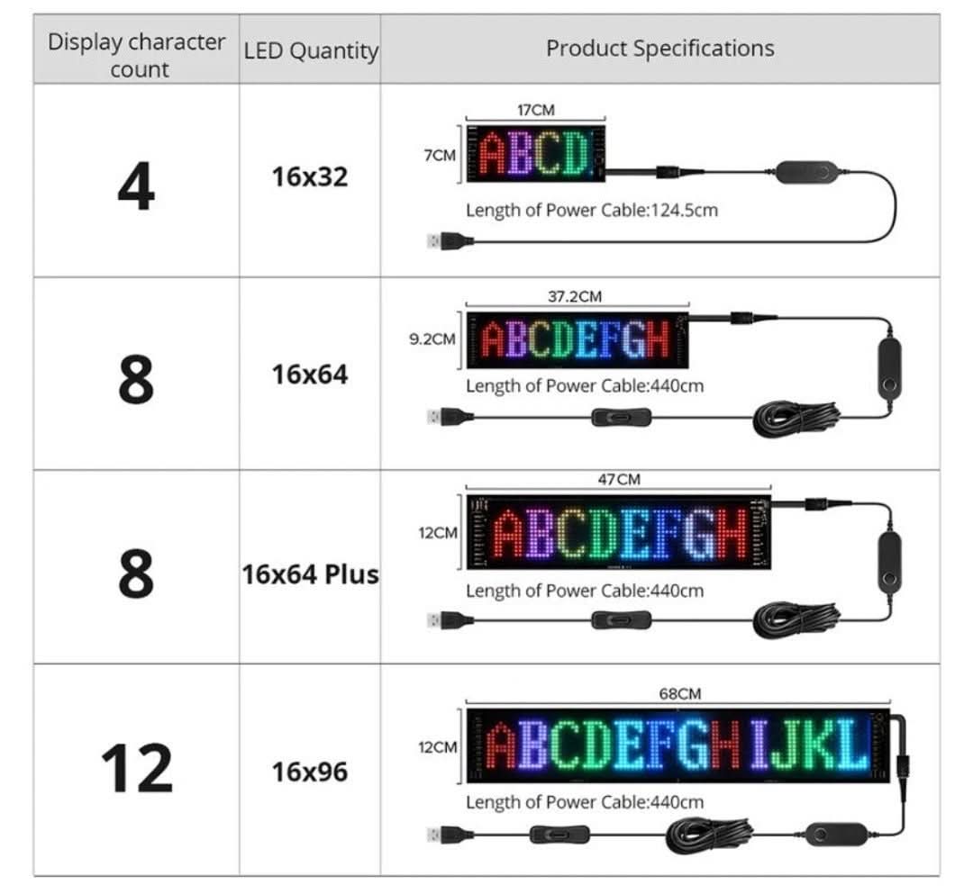 Display LED Personalizzabile per Auto – GlowSign