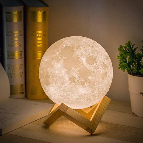 Lampada Magica della Luna - Controllo Touch Senza Fili | Base in Legno