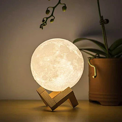 Lampada Magica della Luna - Controllo Touch Senza Fili | Base in Legno