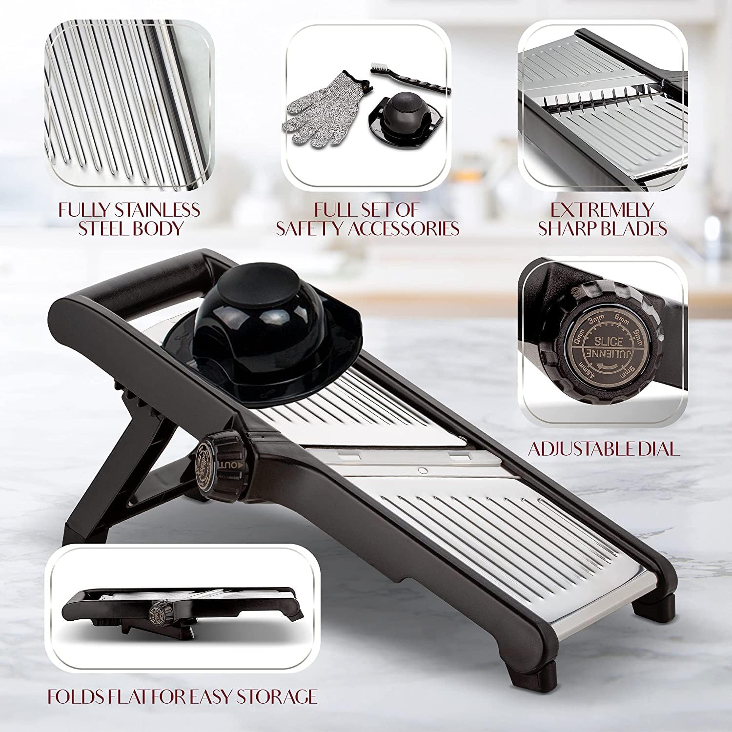 SlicerPro Set di Sicurezza | Mandolina con Guanti Resistenti al Taglio