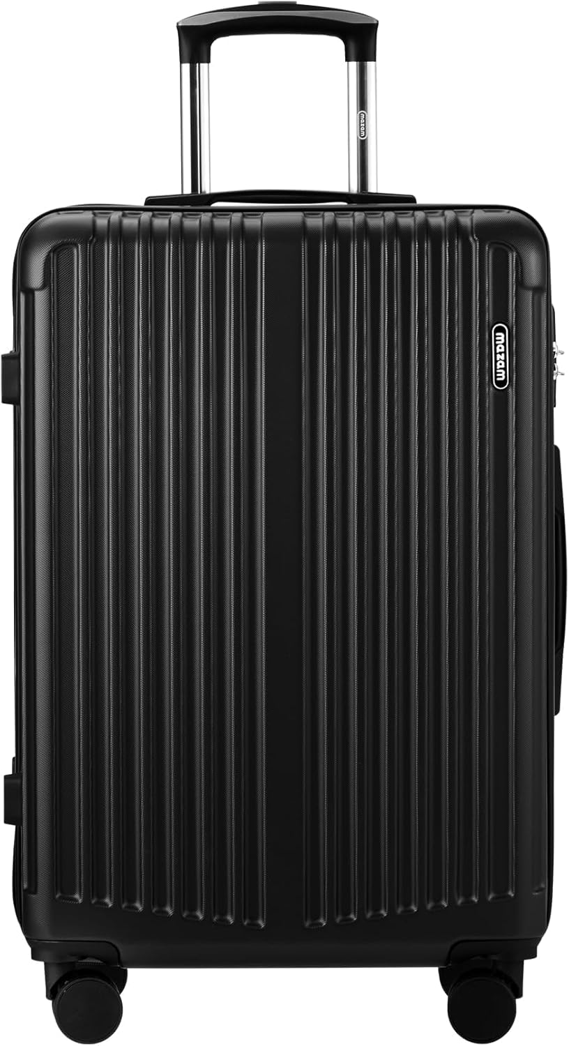 Valigia Rigida Grande da 28" con Ruote a 360° e Lucchetto TSA – Strisce Nere