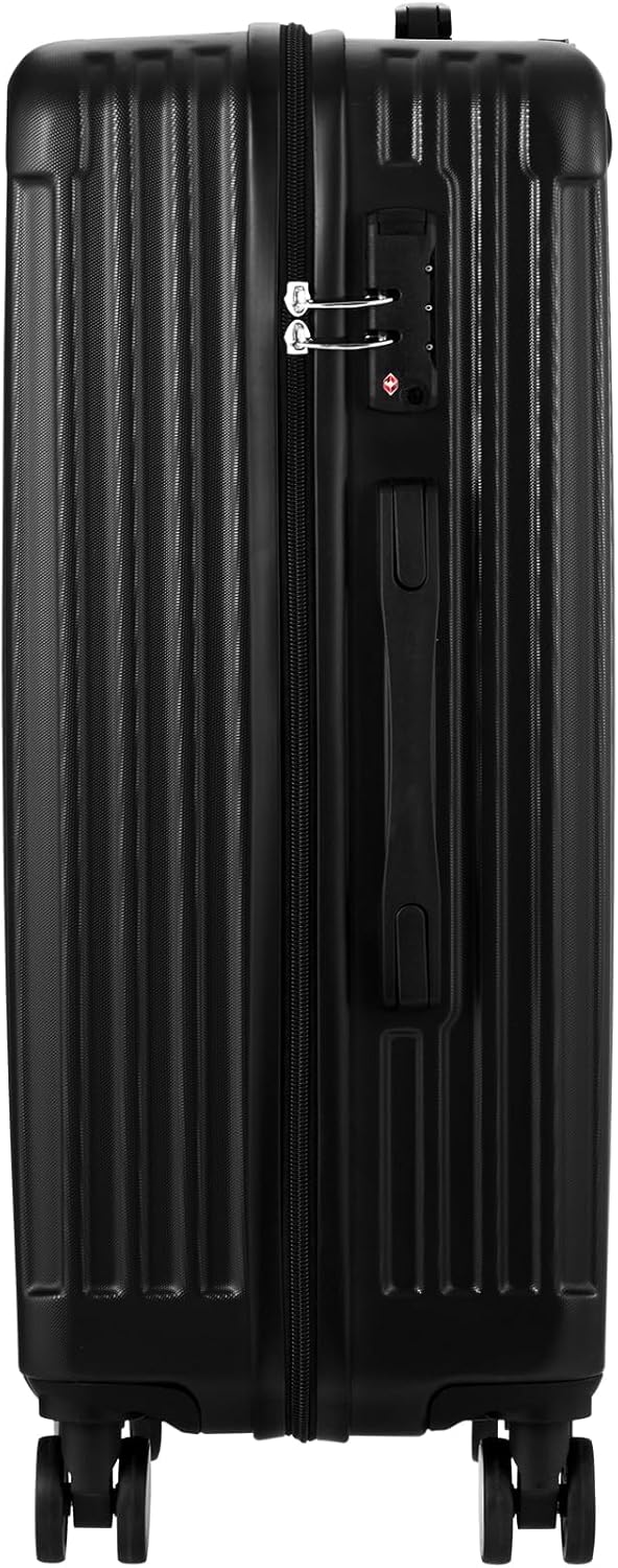 Valigia Rigida Grande da 28" con Ruote a 360° e Lucchetto TSA – Strisce Nere