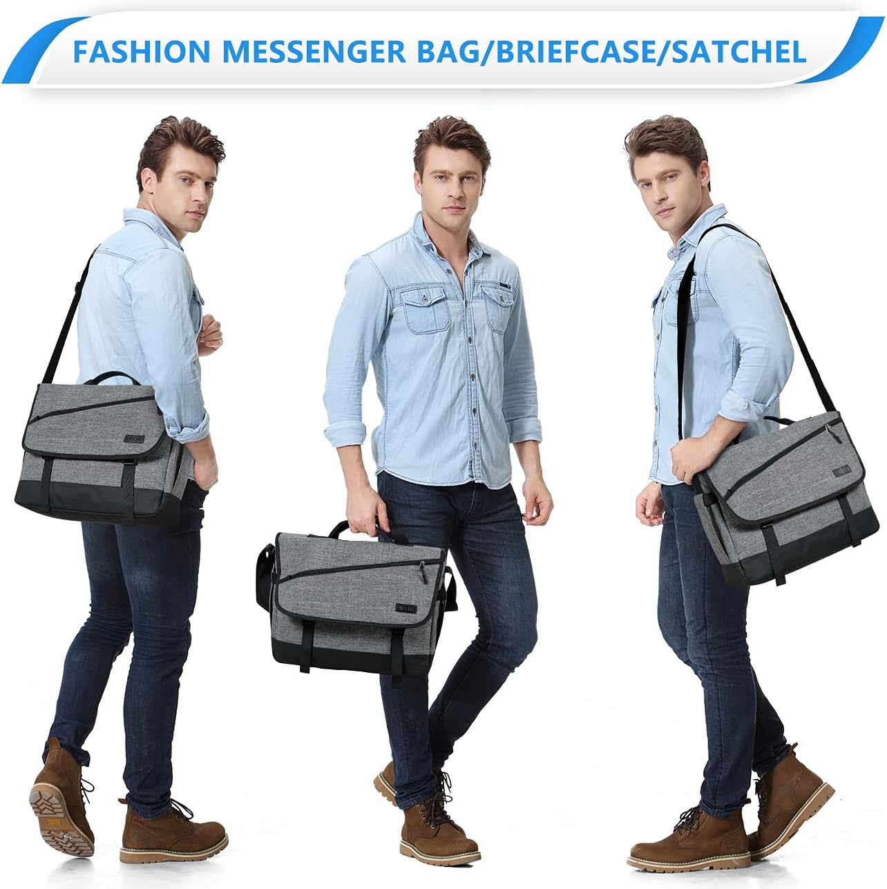 Borsa Messenger per Laptop Resistente all'Acqua con Cinghia Regolabile – Serie WorkMate