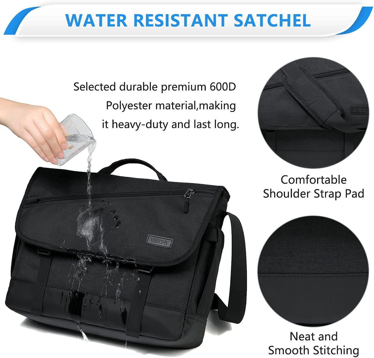 Borsa Messenger per Laptop Resistente all'Acqua con Cinghia Regolabile – Serie WorkMate