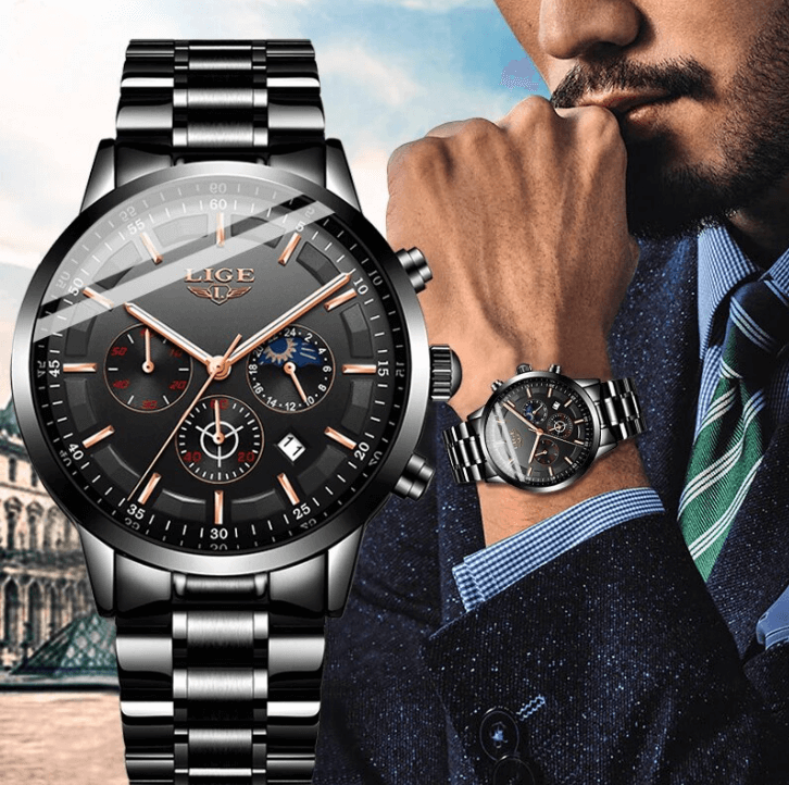 Orologio Militare Nero in Acciaio - Impermeabile | Ora & Data