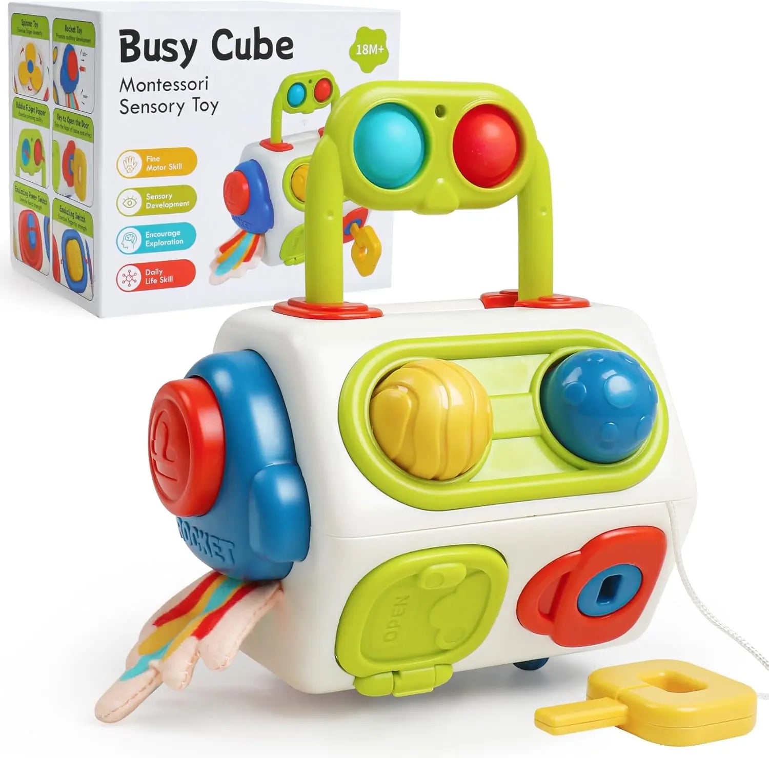 Montessori Busy Cube - Giocattolo Sensoriale per Attività