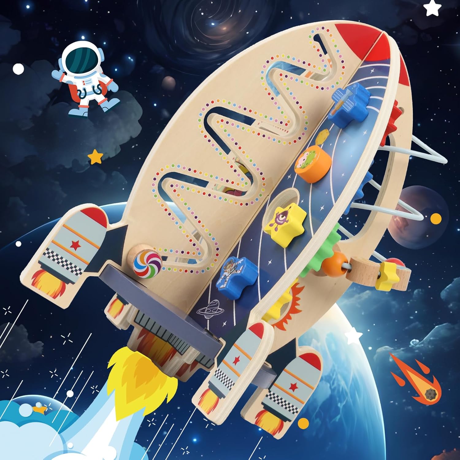 Cubo delle Attività Razzo Spaziale - Giocattolo 1+ Anni