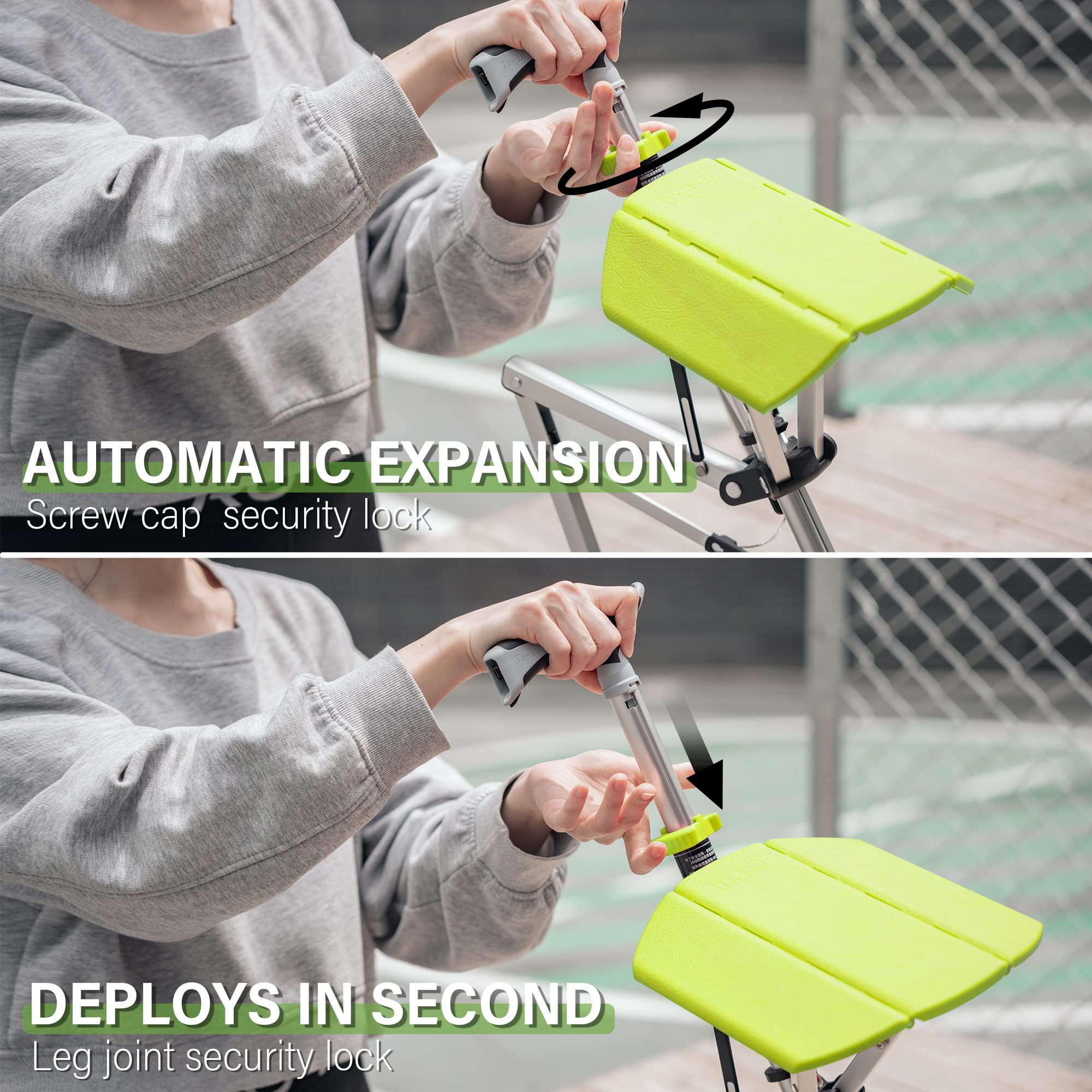 CrutchSeat - Sgabello pieghevole per comfort - leggero e portatile