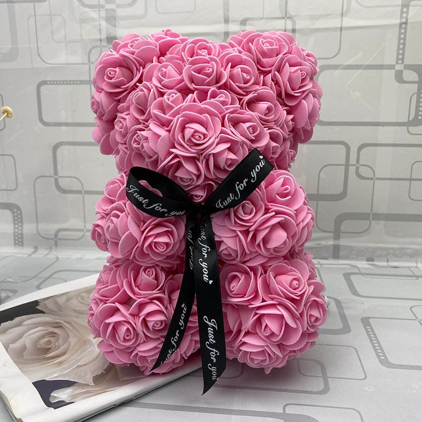 PetalCuddle Orso Rosa Eterno | Peluche romantico di fiori artificiali per la Festa della Mamma e celebrazioni