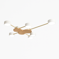 Aibiou designer LED ceiling light in metal and wood with multiple round lamps