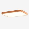 Plafonnier LED rectangulaire avec bord arrondi en bois