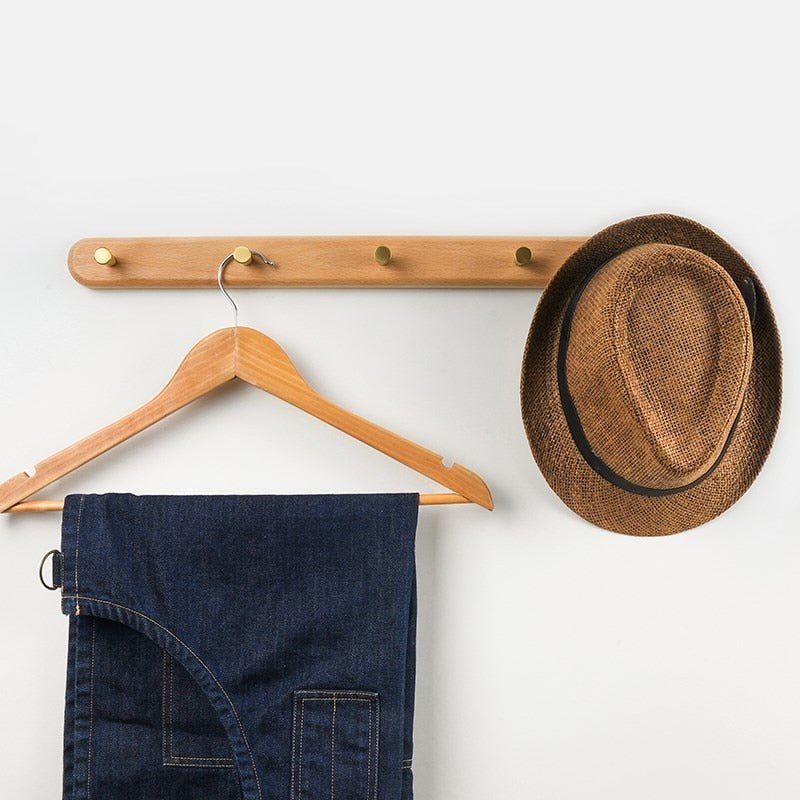Appendiabiti da Parete in Legno con Ganci in Ottone - LignaHook