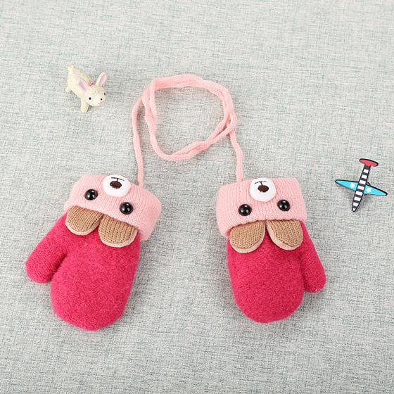 Guanti per Bambini Foderati in Pile con Motivo Coniglio e Cordino – Compra 1 e Ottieni 1 Gratis – Età 0–4