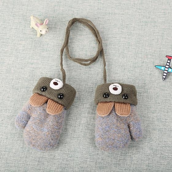 Guanti per Bambini Foderati in Pile con Motivo Coniglio e Cordino – Compra 1 e Ottieni 1 Gratis – Età 0–4