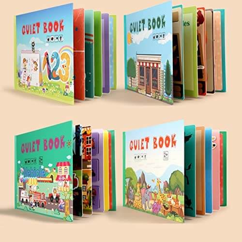 Libro Interattivo di Apprendimento per Bambini con Attività in Velcro e Borsa di Stoccaggio