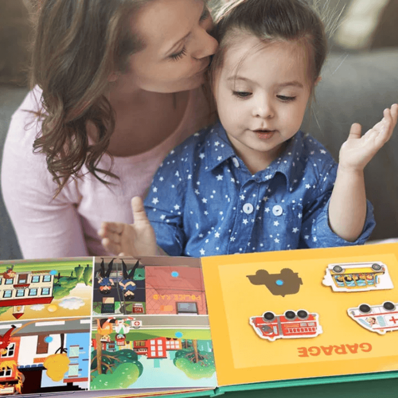 Libro Interattivo di Apprendimento per Bambini con Attività in Velcro e Borsa di Stoccaggio