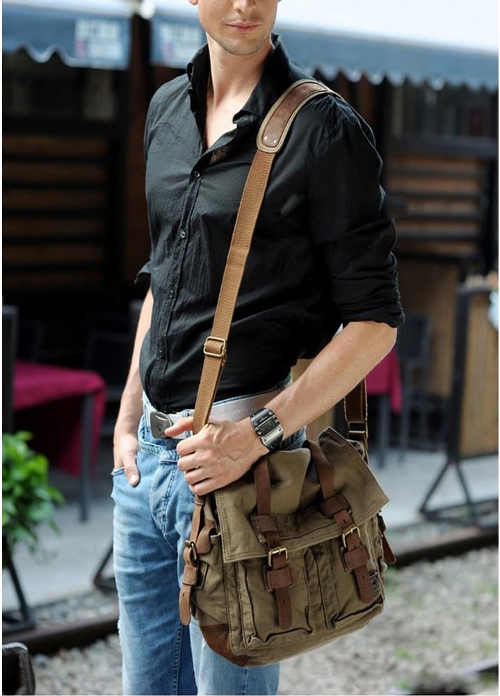 Borsa a Spalla per Uomini - Canvas - Scomparti per Laptop