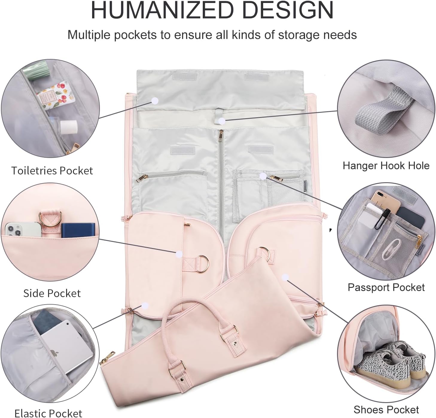 Borsa da viaggio Duffel in PU Pelle Convertibile – Borsa da Weekend da Cabina