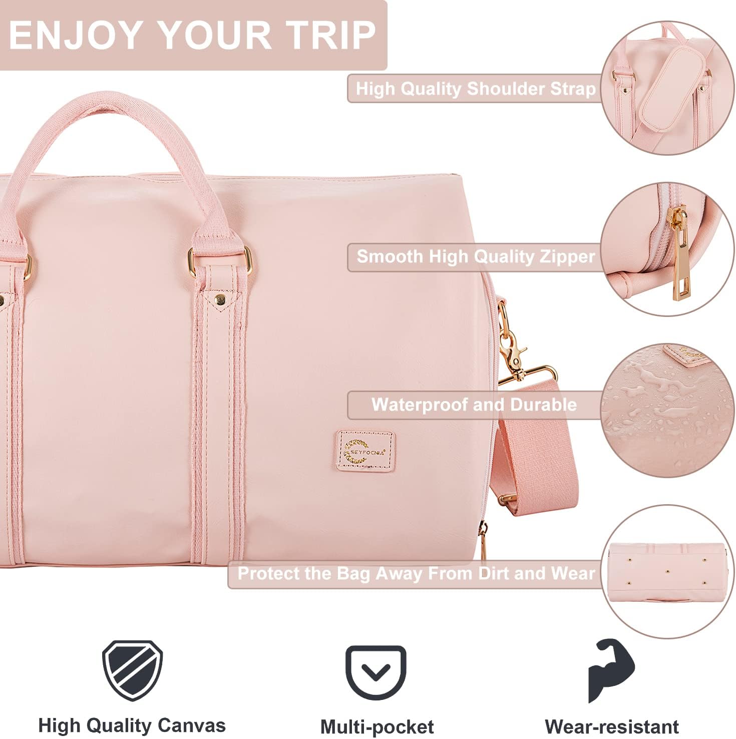 Borsa da viaggio Duffel in PU Pelle Convertibile – Borsa da Weekend da Cabina