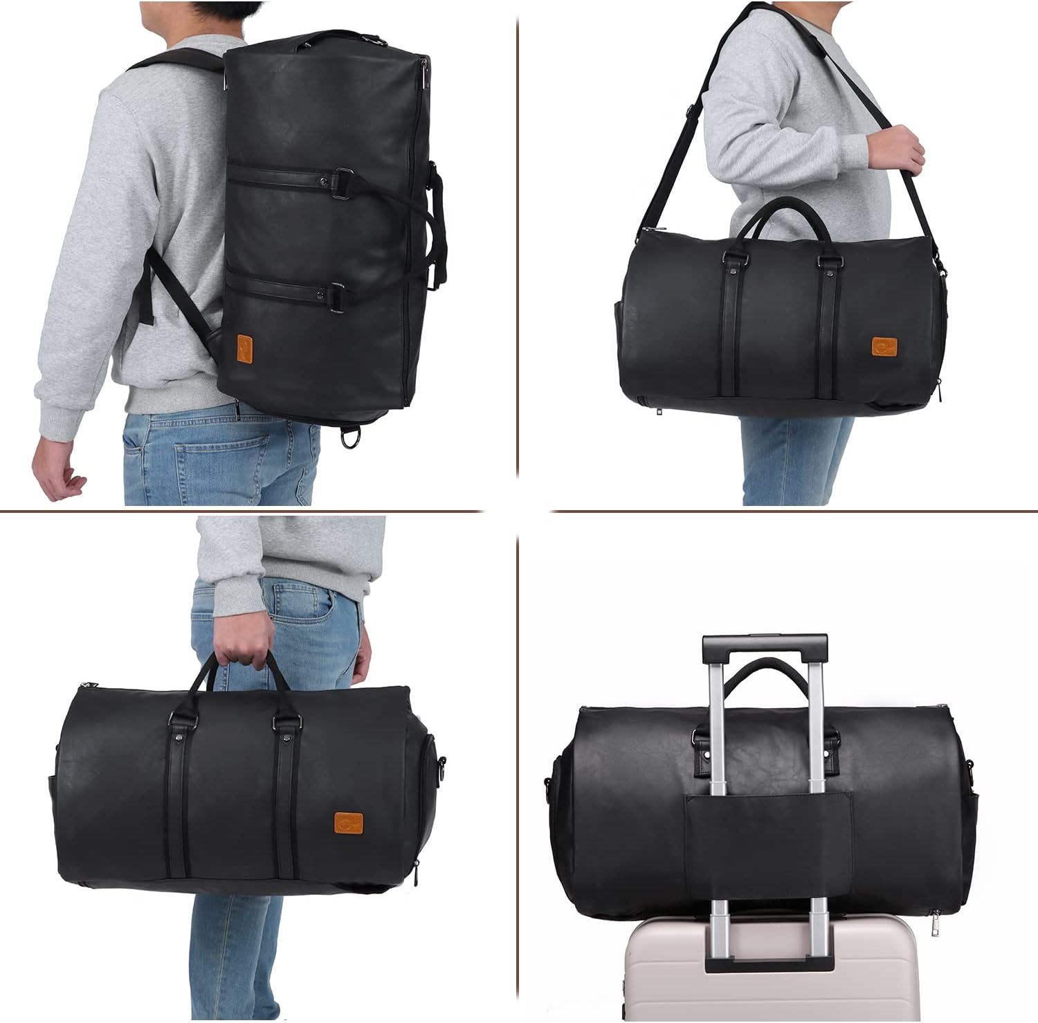 Borsa da viaggio Duffel in PU Pelle Convertibile – Borsa da Weekend da Cabina