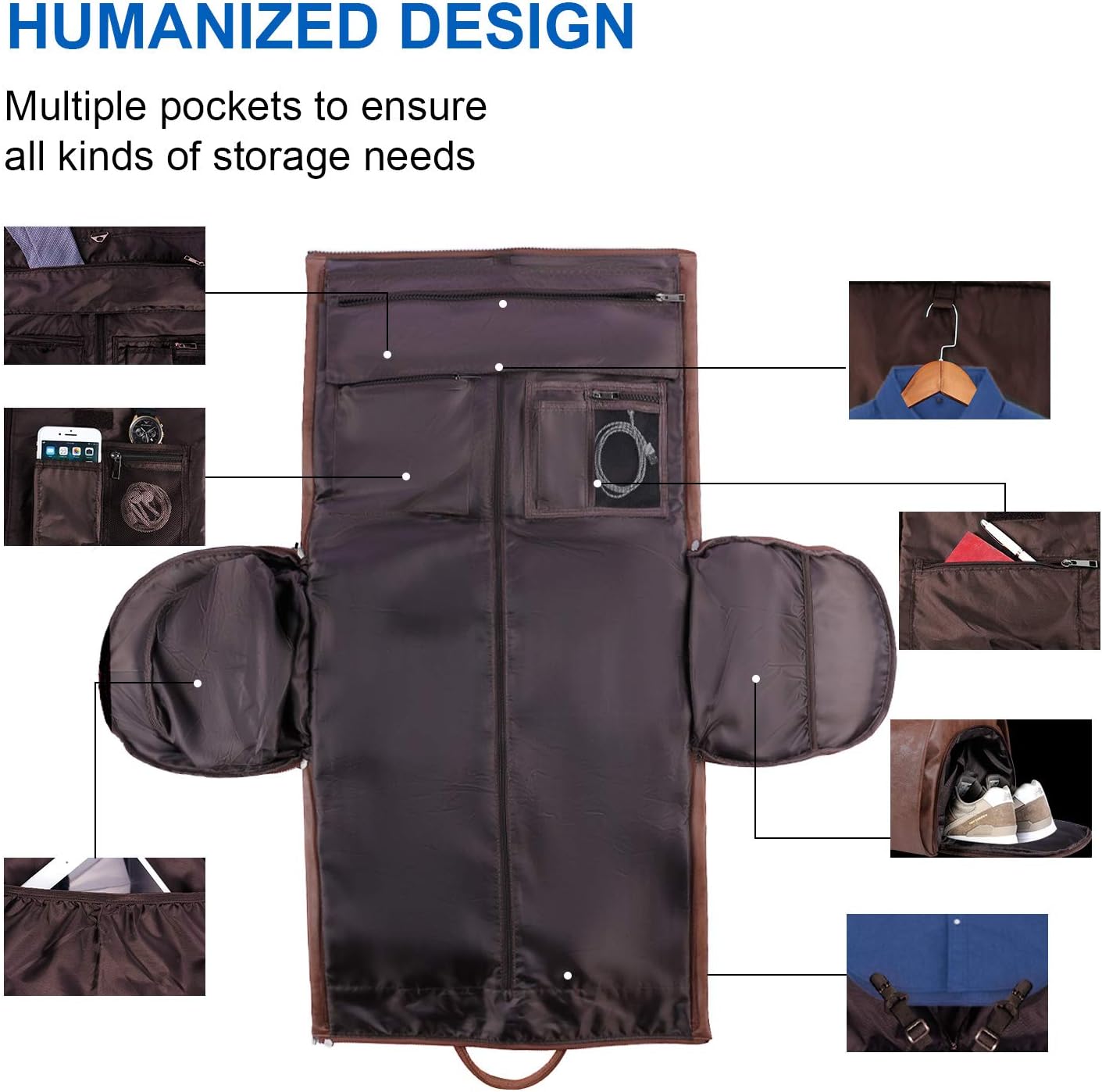 Borsa da viaggio Duffel in PU Pelle Convertibile – Borsa da Weekend da Cabina