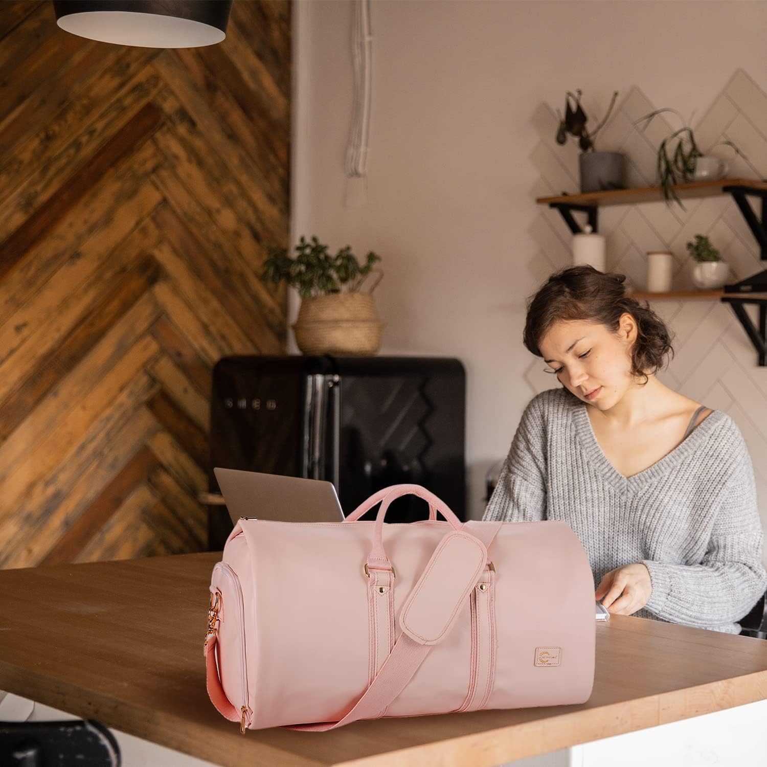 Borsa da viaggio Duffel in PU Pelle Convertibile – Borsa da Weekend da Cabina