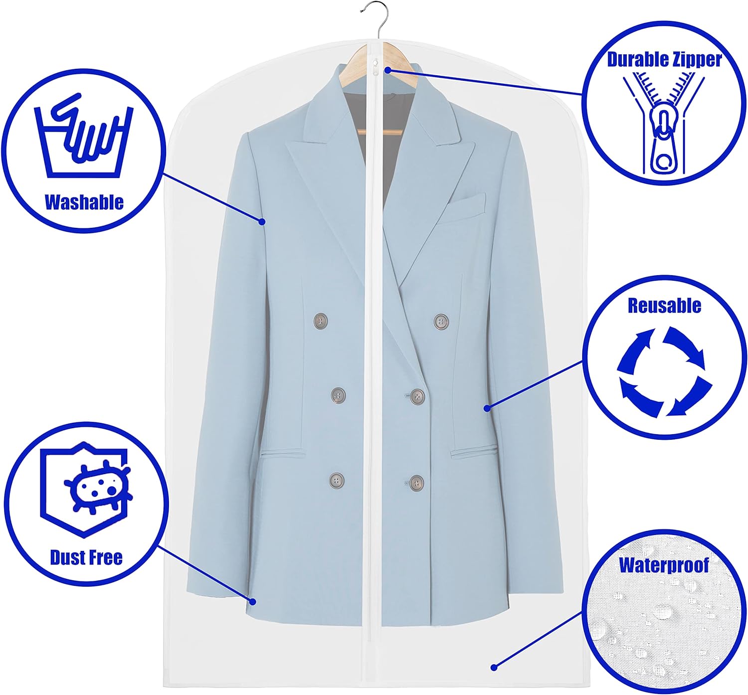 Borse per Abbigliamento Trasparenti a Lunghezza Completa – Confezione da 10 per Abiti e Vestiti (Compra 1, Prendi 1 GRATIS)