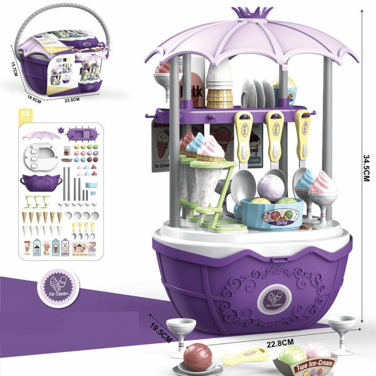 Candy Cart - Carrello dei Gelati Giocattolo con Accessori