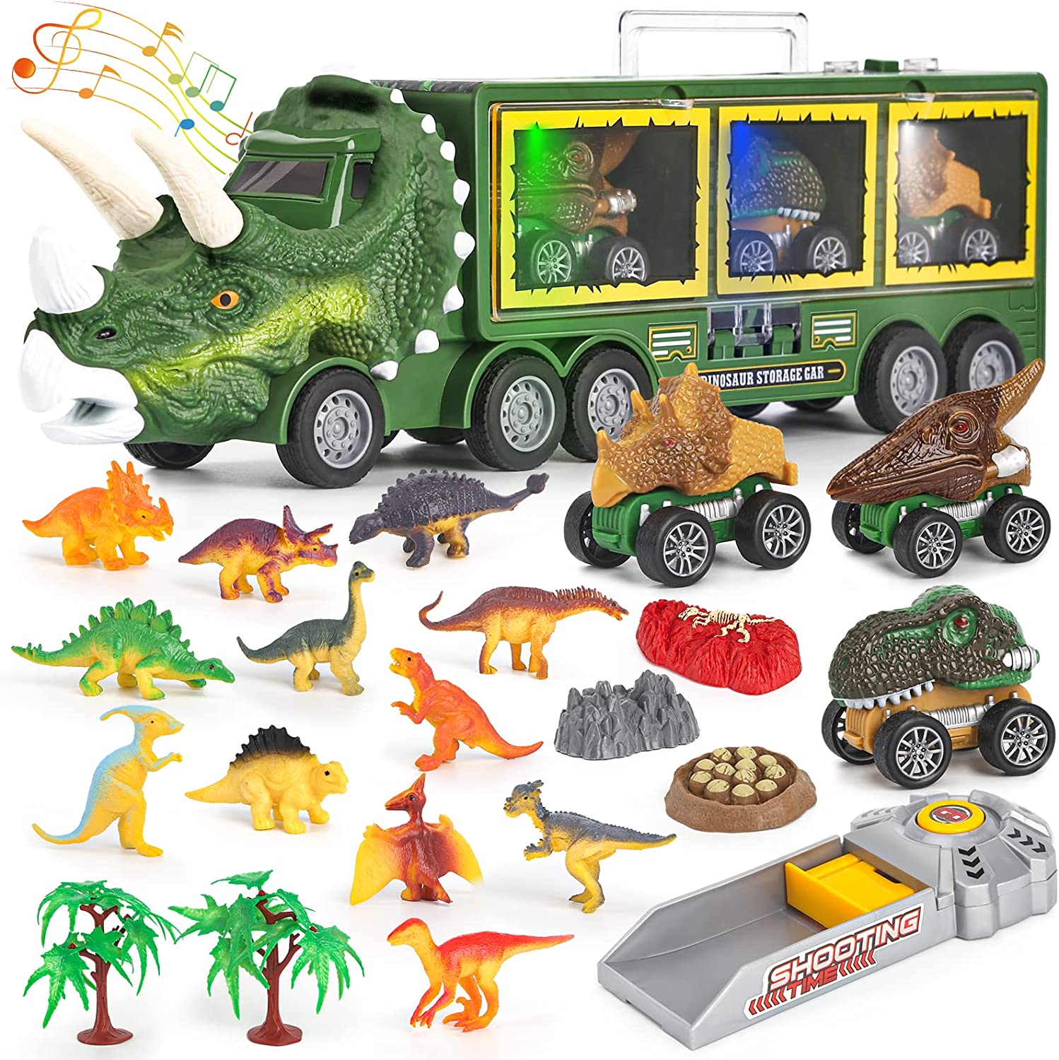 Dino Truck - Camion giocattolo con dinosauri e effetti