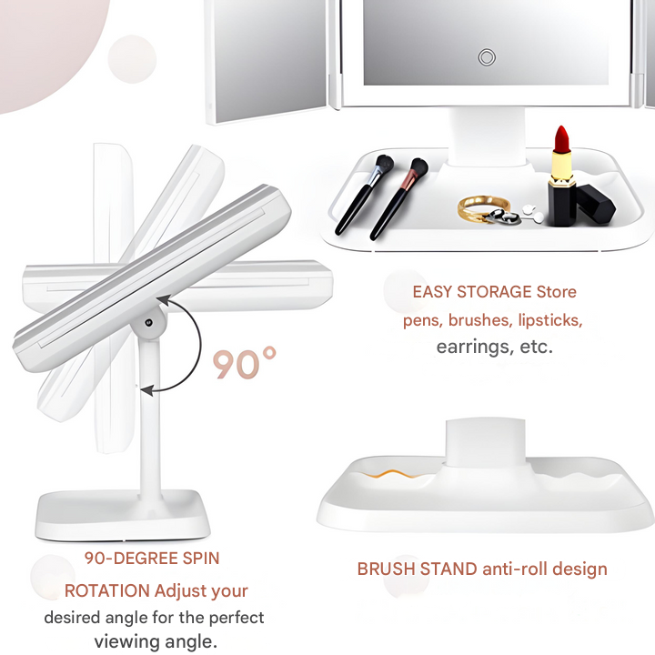 Specchio per Trucco a LED con Illuminazione Tripla - Clara