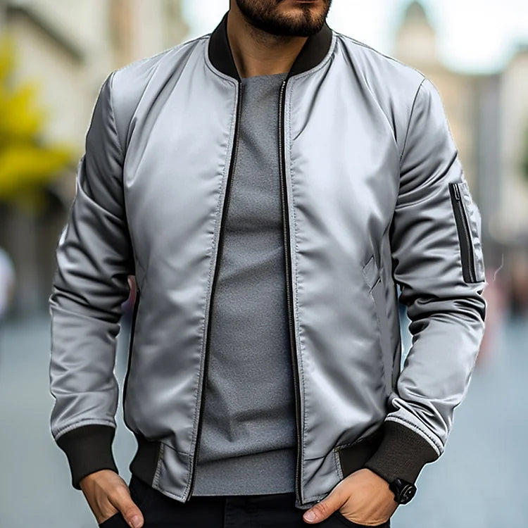 Giacca Bomber in Pelle per Uomini - Elegante e Traspirante