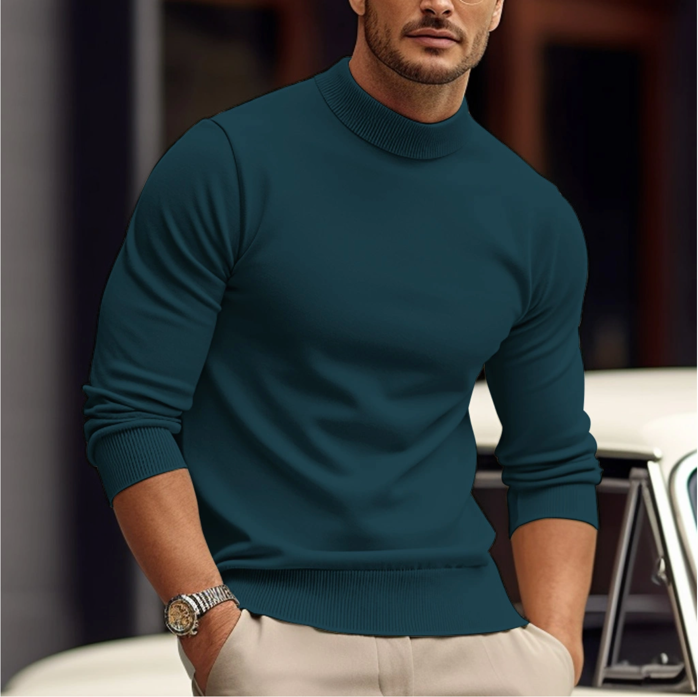 Maglione Elegante Uomo - Maniche Lunghe - Comfort e Stile