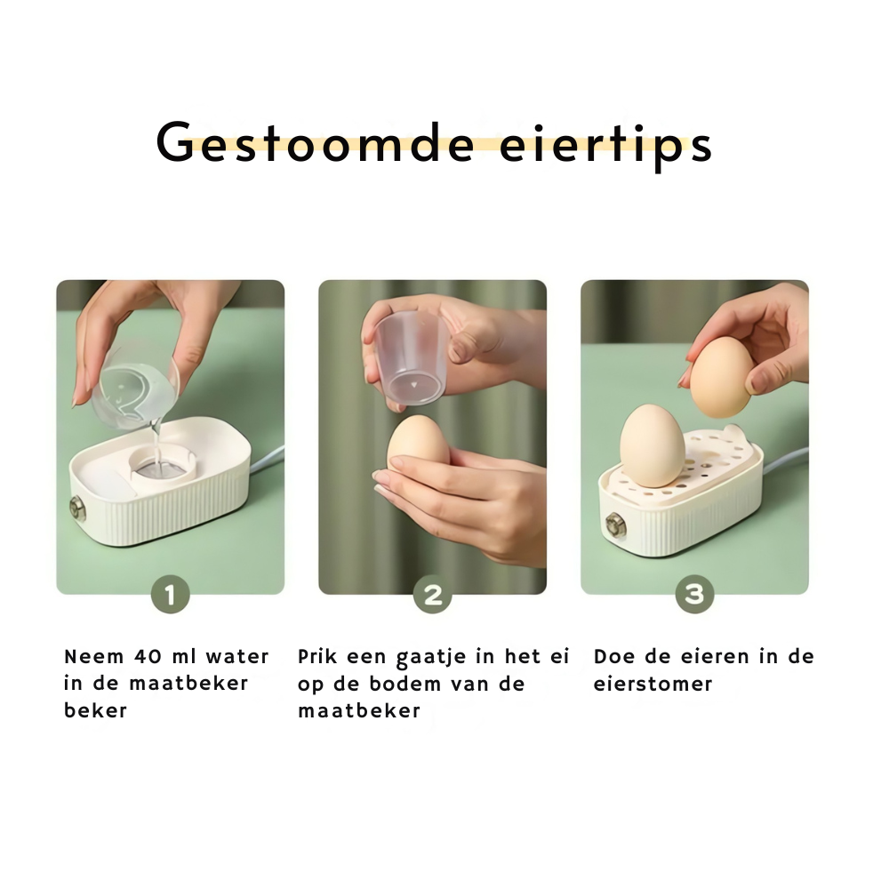 Cuocitore Elettrico per Uova - Colazione Veloce e Bella | Design Compatto