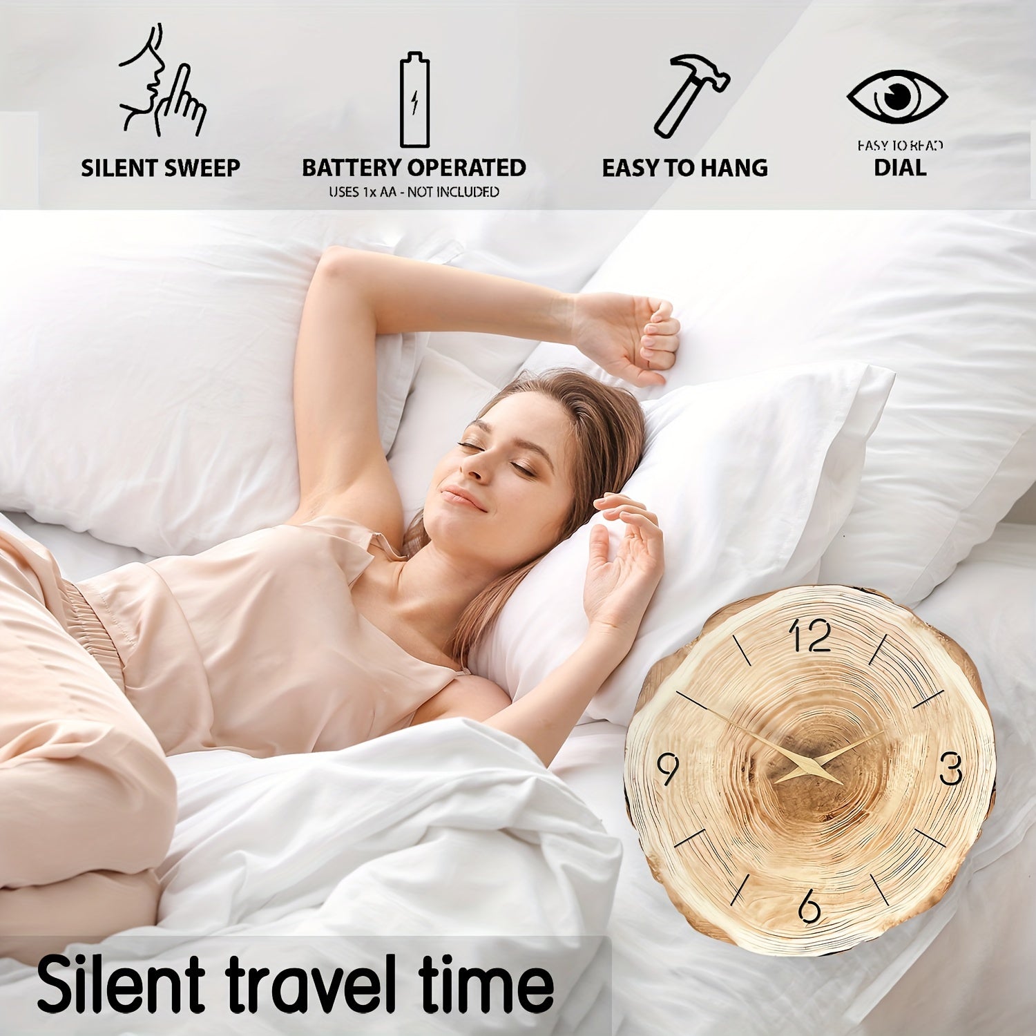 Orologio da Parete in Legno Silenzioso Dandy - Texture Realistica