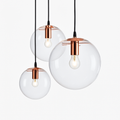 Suspensão design bola em vidro com LED ouro rosa ou preto
