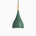Lámpara colgante LED de metal coloreado con varilla de madera Nordic