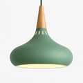 Suspensão LED em metal com haste em madeira Loft