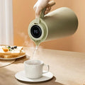 Insulated Glass Thermal Bottle – Temperature Display & Wooden Handle