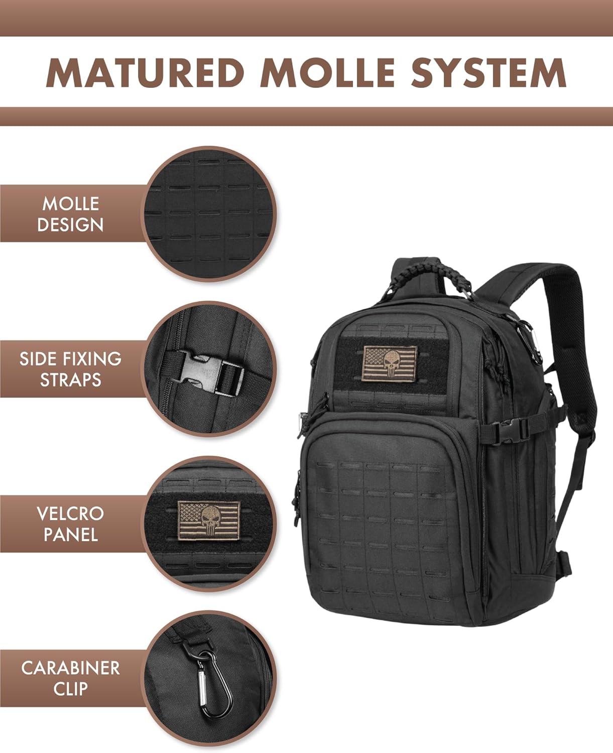 Zaino Tattico Outdoor da 35L con Sistema Molle e Scomparto per Laptop