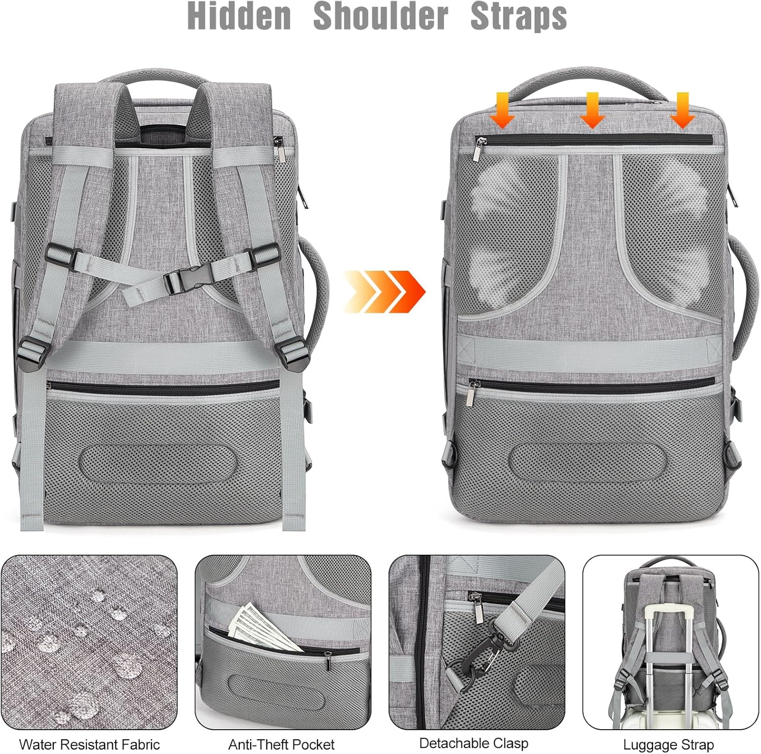 Zaino da Viaggio Impermeabile da 40L per Laptop con Porta USB e Protezione Antifurto – AeroPack