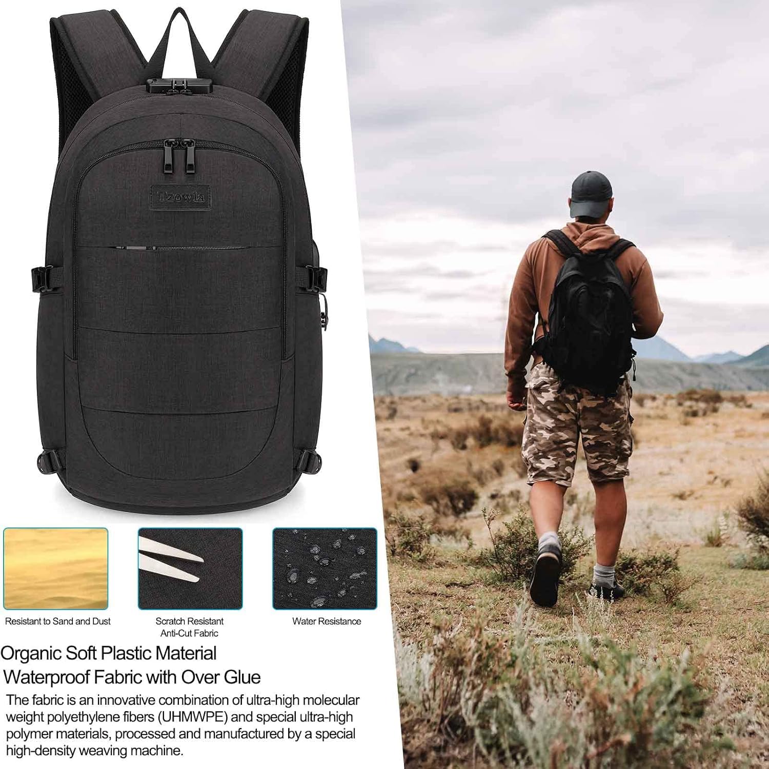 Zaino Extra Large Antifurto per Laptop e Viaggi con Porta USB – 30–50L