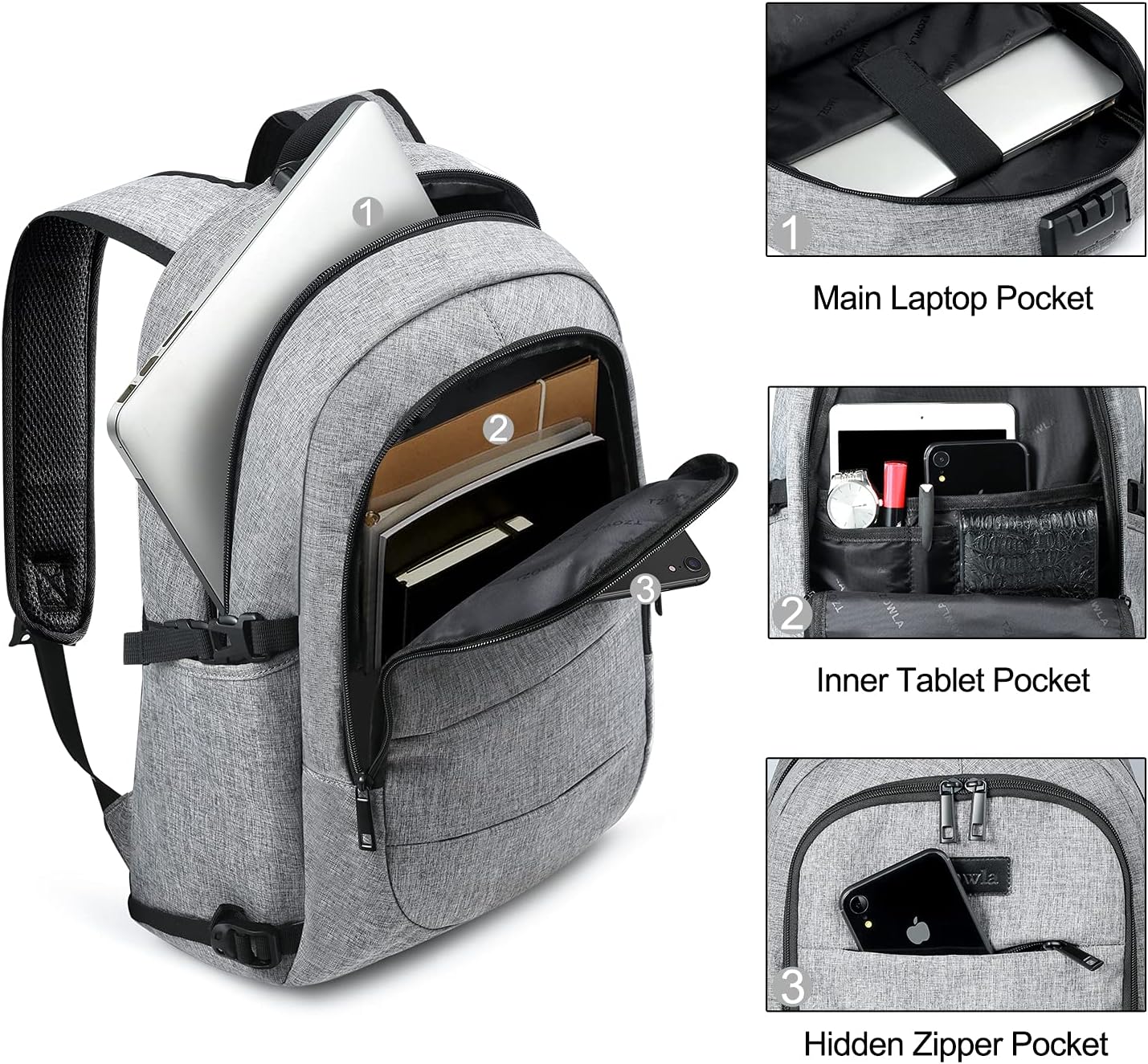 Zaino Extra Large Antifurto per Laptop e Viaggi con Porta USB – 30–50L