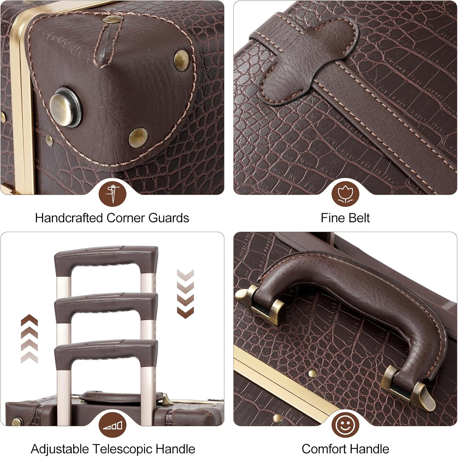 Set di Valigie Ispirato al Vintage in 2 Pezzi con Ruote Girevoli e Copertura Protettiva