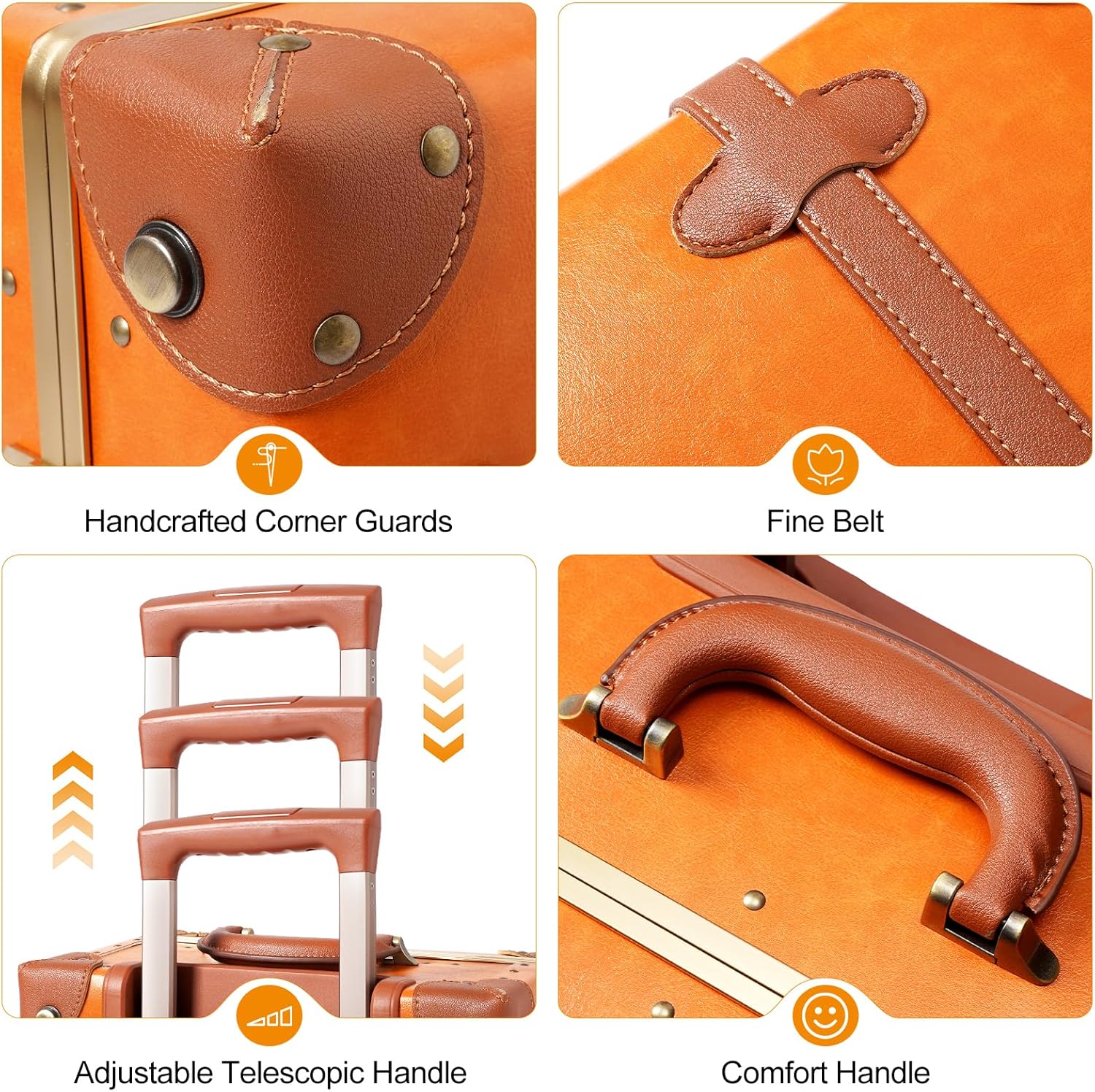 Set di Valigie Ispirato al Vintage in 2 Pezzi con Ruote Girevoli e Copertura Protettiva