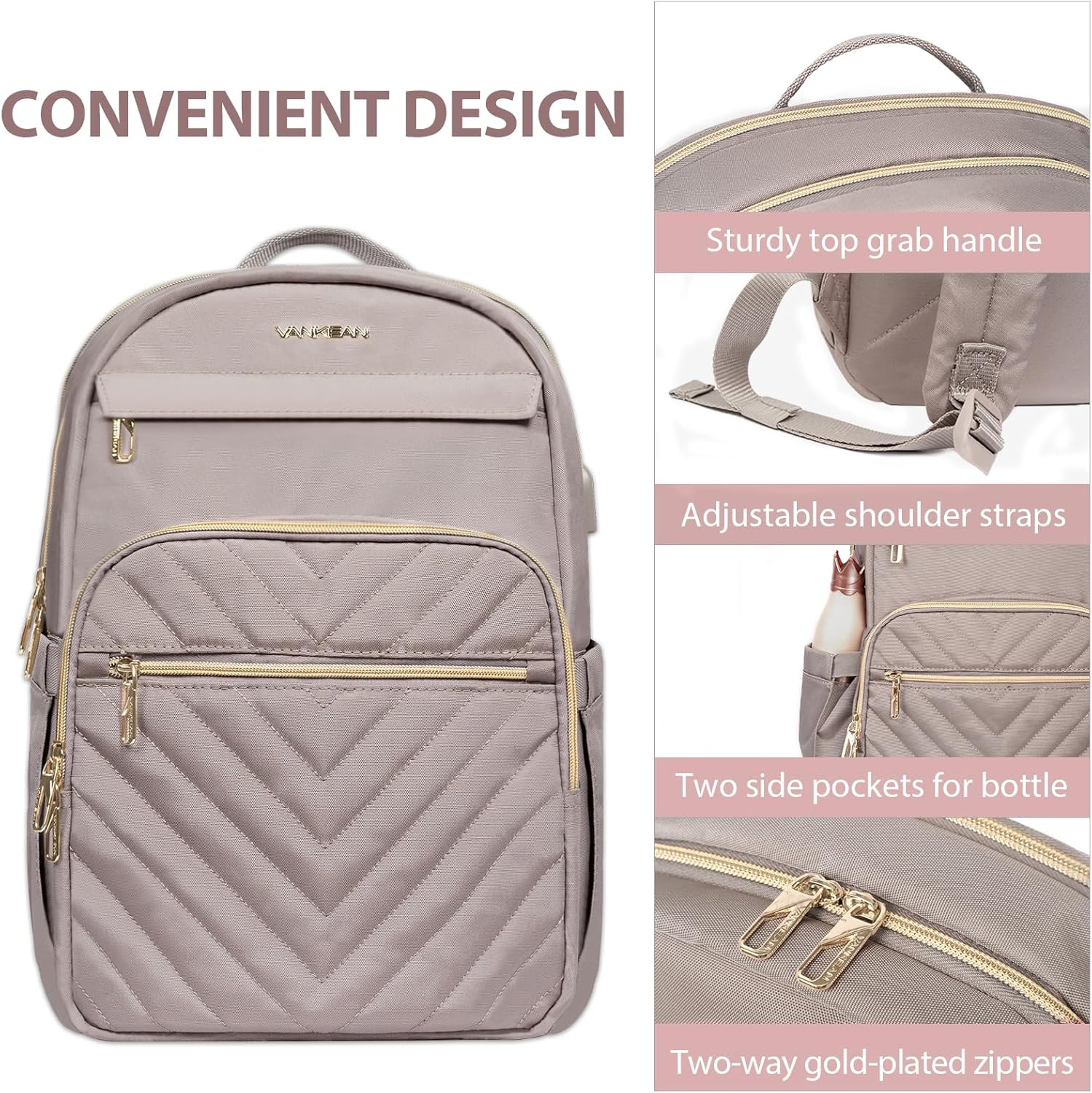 Zaino per Laptop Impermeabile e Leggero con Porta USB – Compatibile con 15.6"