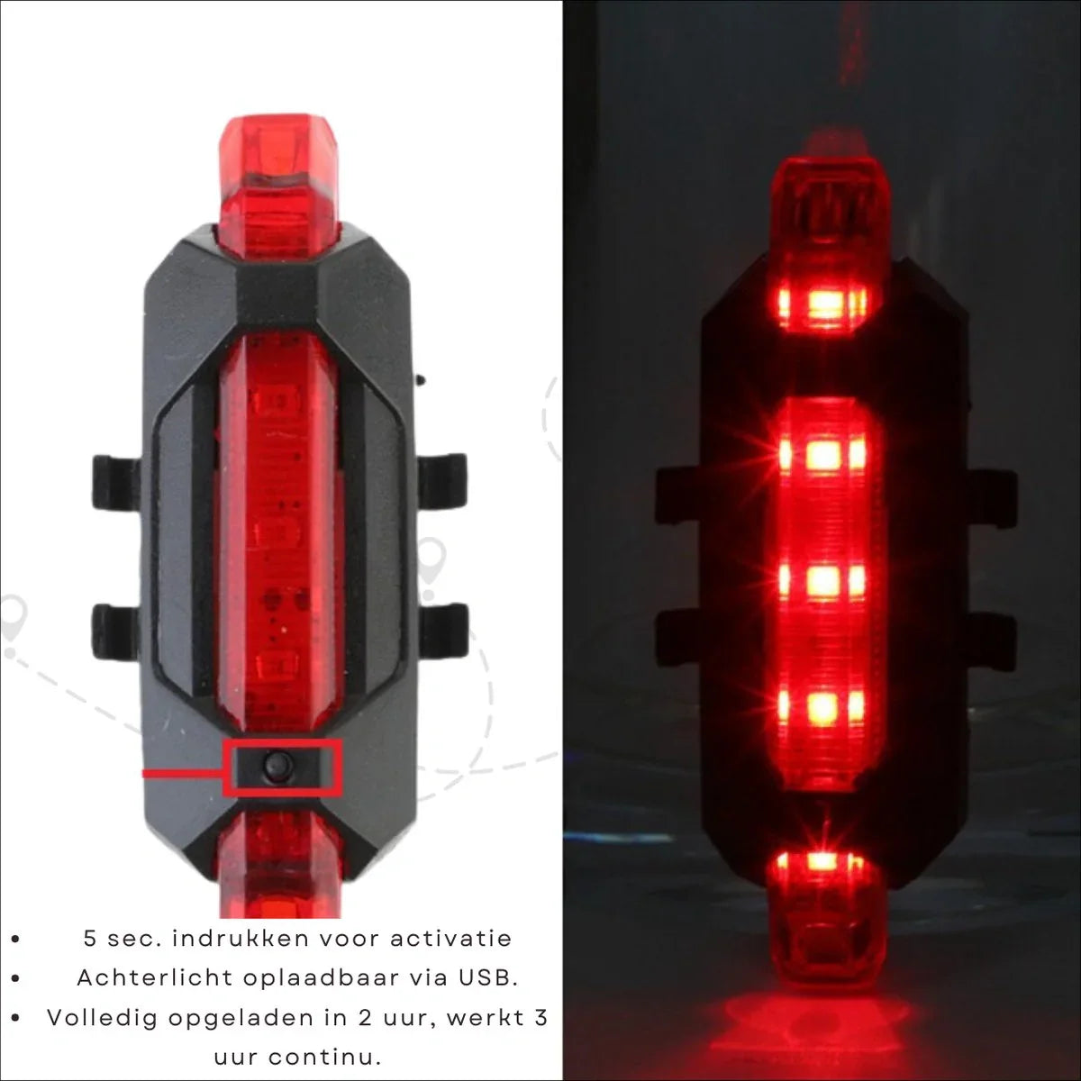 Set di luci per bicicletta VoltBeam USB – Sicurezza e comodità con batterie ricaricabili