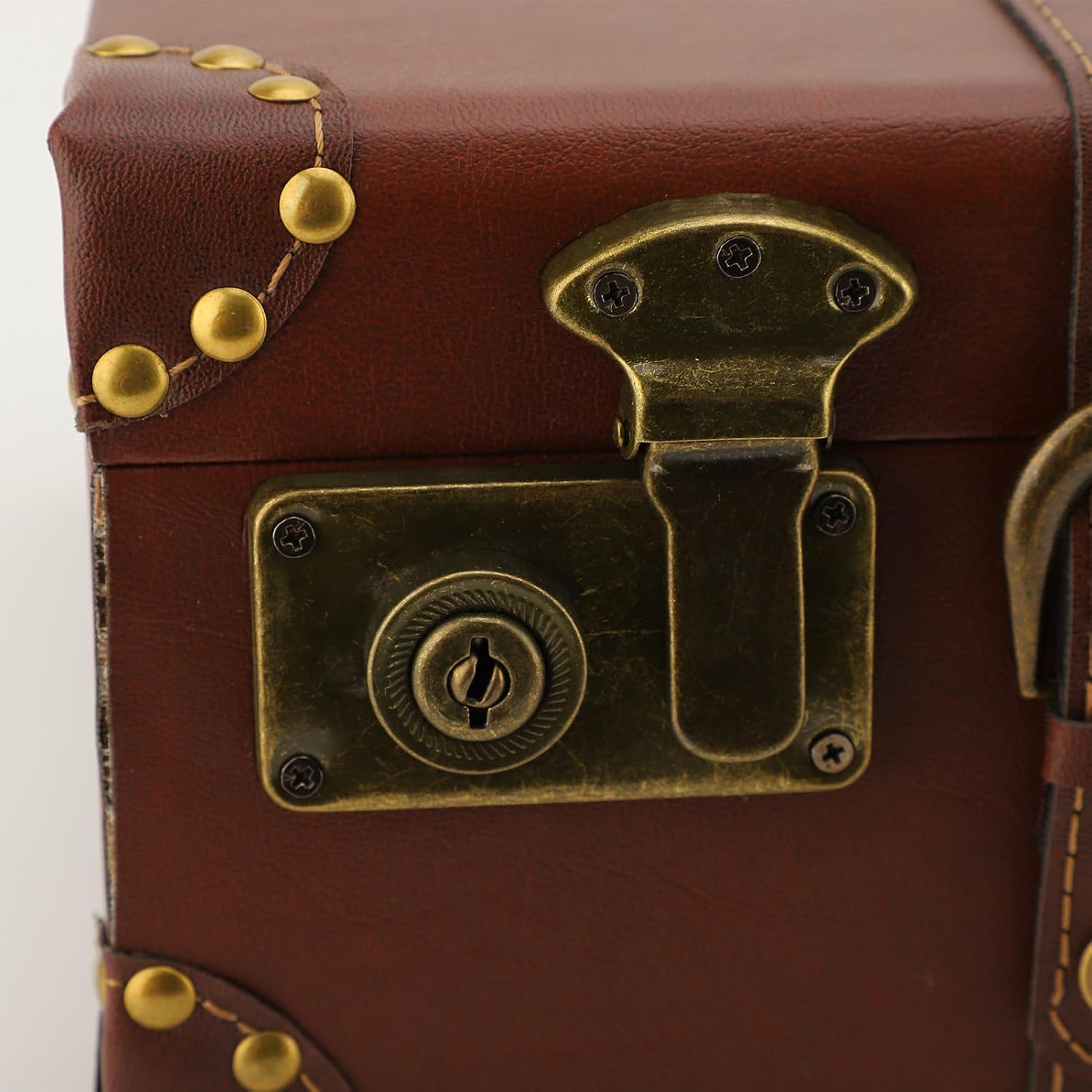 Valigia Notturna Vintage in Pelle con Lucchetto in Lega – Marrone Heritage