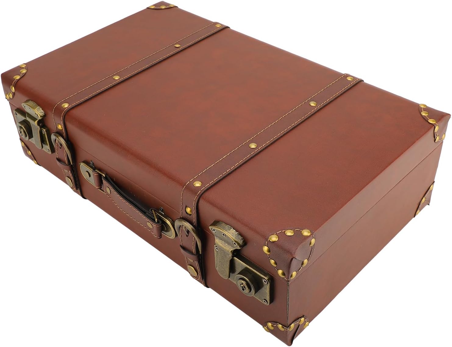 Valigia Notturna Vintage in Pelle con Lucchetto in Lega – Marrone Heritage